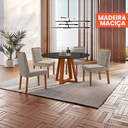 Ver imagem 2 de Conjunto Sala de Jantar Mesa Floripa 110cm Tampo Redondo Vidro/MDF Preto com 4 Cadeiras Dallas com P
