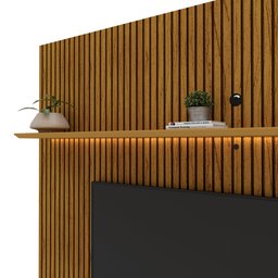 Home para TV Impressão Ripado com LED Requinte 220 Naturale Off White - Gelius - 7