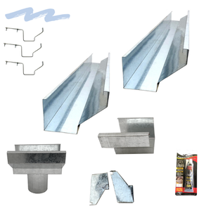 Kit de Calha Telhado Beiral 3m Calha Galvanizada Saída Redonda - Suporte Prolongado Galvocalhas