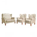 Ver imagem 1 de Conjunto Sofás Imperador 4 Lugares 135cm Bege Couro Sintético Bella Decor