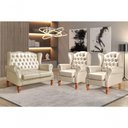 Ver imagem 4 de Conjunto Sofás Imperador 4 Lugares 135cm Bege Couro Sintético Bella Decor