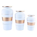 Ver imagem 1 de Trio Vasos Urnas Gregas em Cerâmica Fosca Decor de Sala - White Golden