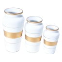 Ver imagem 2 de Trio Vasos Urnas Gregas em Cerâmica Fosca Decor de Sala - White Golden
