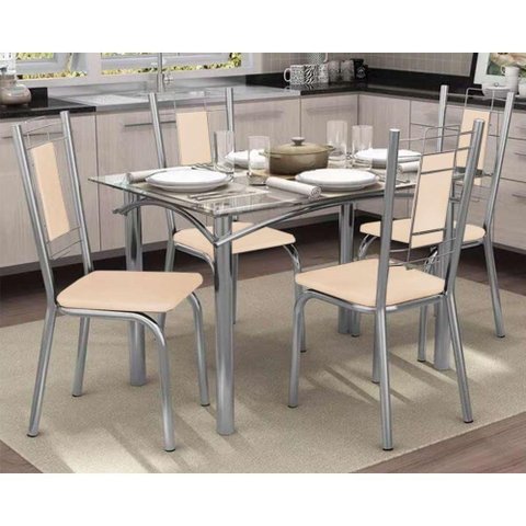 Mesa Cozinha Elba 120 + 4 Cad Florença Cromado Kappesberg
