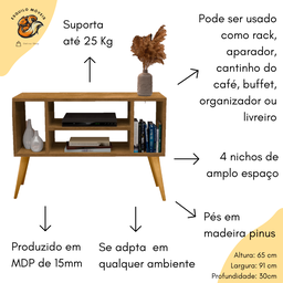Rack Miami 4 Nichos Aparador Buffet Organizador Nature - 2