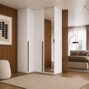 Ver imagem 1 de Guarda-Roupa de Canto Reto 3 Portas com Espelho 100% MDF Moldure Yescasa