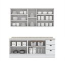 Ver imagem 4 de Cozinha Compacta Modulada 4 Peças 100% MDF 2 Armários Aéreos 2 Balcões com Tampo Branca/Calcare Emily