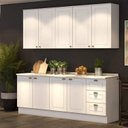 Ver imagem 1 de Cozinha Compacta Modulada 4 Peças 100% MDF 2 Armários Aéreos 2 Balcões com Tampo Branca/Calcare Emily