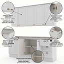Ver imagem 5 de Cozinha Compacta Modulada 4 Peças 100% MDF 2 Armários Aéreos 2 Balcões com Tampo Branca/Calcare Emily