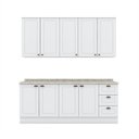 Ver imagem 2 de Cozinha Compacta Modulada 4 Peças 100% MDF 2 Armários Aéreos 2 Balcões com Tampo Branca/Calcare Emily