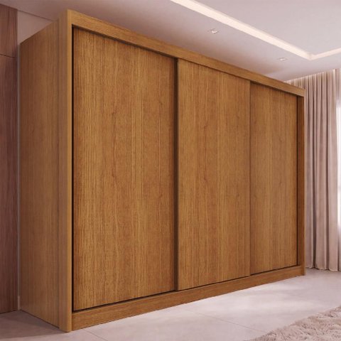 Guarda-Roupa Casal com 3 Portas de Correr e 6 Gavetas Multimóvei Crnvh-GRP138 Cinamomo