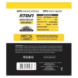 Serra Ponta Widea Madeira 185mm Profissional Stein 71/4 (20x36d) - 4