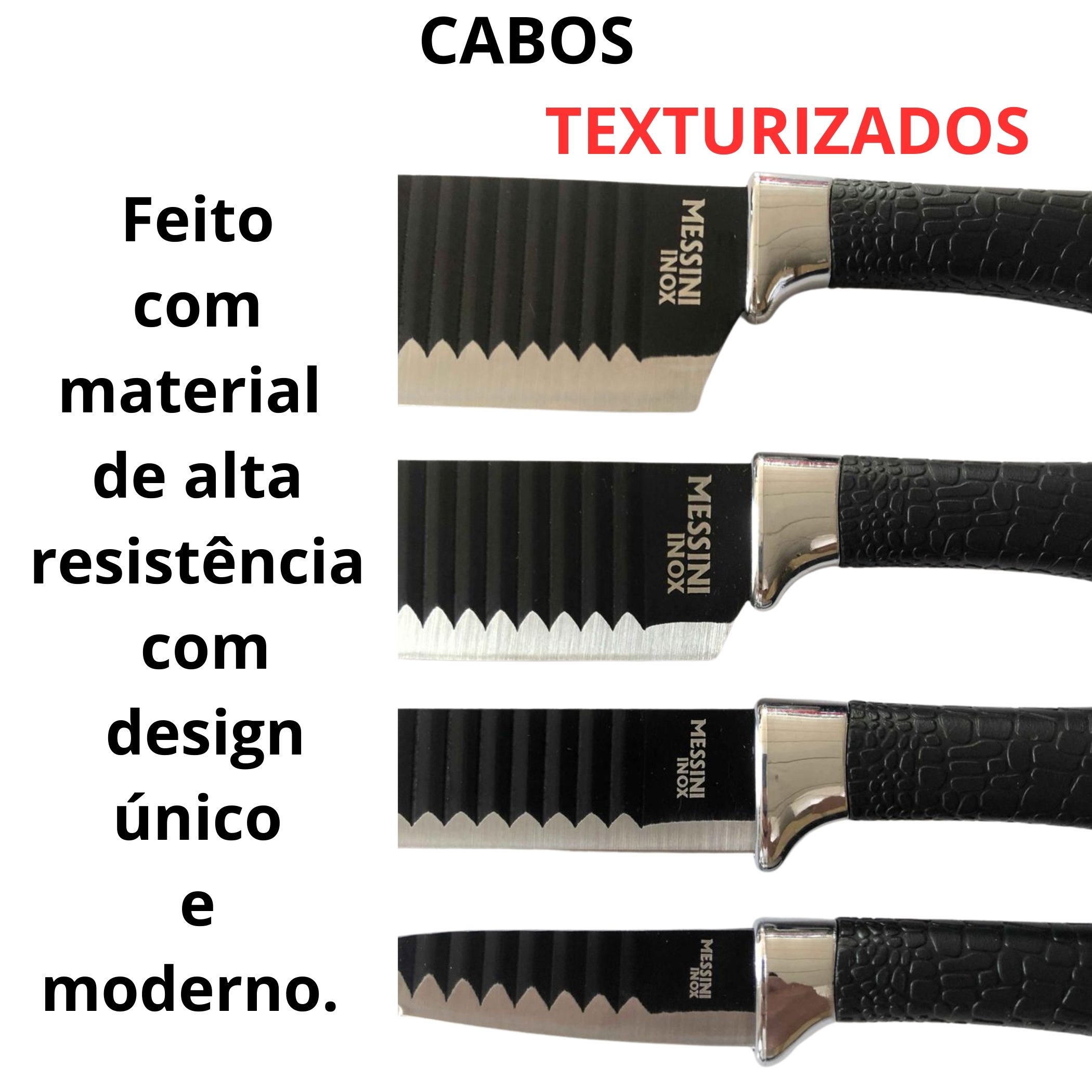 Kit Churrasco 8 Peças Preto Inox Antiaderente Fio de Navalha Original - 5