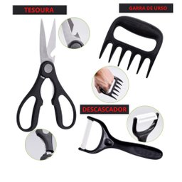 Kit Churrasco 8 Peças Preto Inox Antiaderente Fio de Navalha Original - 4
