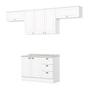 Ver imagem 2 de Cozinha Compacta Modulada 4 Peças 100% MDF 3 Armários Aéreos e Balcão com Tampo Branca/Calcare Emily