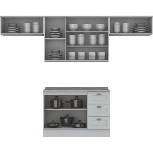 Cozinha Compacta 4 Peças com Duplo Aéreo Emily Espresso Móveis - 4
