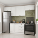 Ver imagem 1 de Cozinha Compacta Modulada 4 Peças 100% MDF 3 Armários Aéreos e Balcão com Tampo Branca/Calcare Emily