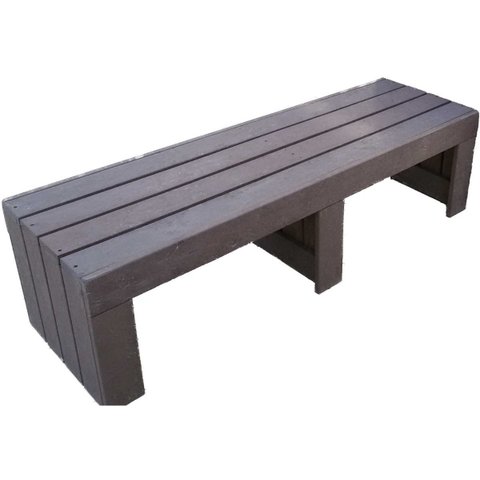 Banco Reto de Madeira Plástica Maciça Marrom sem Encosto 100% Reciclado 3 Lugares 1,5m / Bc-03 Lanci