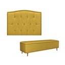 Ver imagem 1 de Kit Cabeceira Painel + Recamier Genova Suede Mostarda Dominic Decor