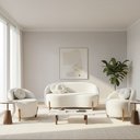 Ver imagem 2 de Kit 01 Sofá e 2POLTRONAS Orgânicos c/ Almofadas Curvo Sala Recepção Amsterdã Boucle Branco