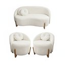 Ver imagem 1 de Kit 01 Sofá e 2POLTRONAS Orgânicos c/ Almofadas Curvo Sala Recepção Amsterdã Boucle Branco