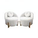 Ver imagem 3 de Kit 01 Sofá e 2POLTRONAS Orgânicos c/ Almofadas Curvo Sala Recepção Amsterdã Boucle Branco