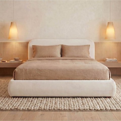 Cama com Cabeceira Estofada Casal Orla CabeCasa MadeiraOriginals