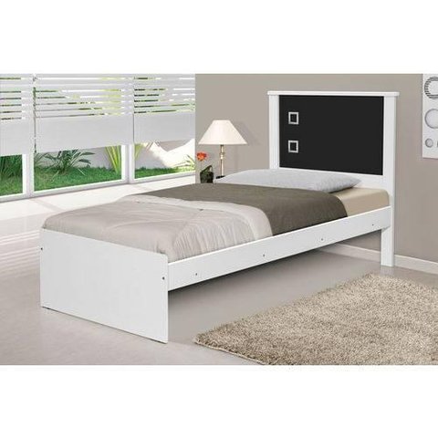 Cama Barcelona para Quarto Solteiro Flex Color Branco/preto