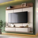 Ver imagem 2 de Painel Home Suspenso Ideal para Tv até 70 Polegadas Concept Design Moderno Off-white/amadeirado