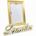 Ver imagem 1 de Kit Escultura Palavra + Porta Retrato Decorativo Enfeite Top - Familia Dourado + Porta Retrato