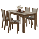 Ver imagem 3 de Conjunto Sala de Jantar Magnólia Mesa Tampo de Vidro 4 Cadeiras Rustic/Crema/Floral Hibiscos Madesa