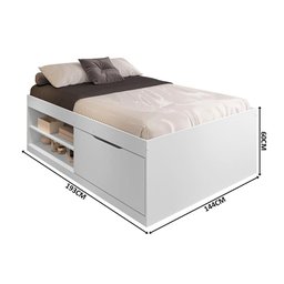 Cama Bau Casal Com Sapateira Embutida Branco Vanessa Framar - 4