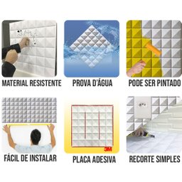 Kit 20 Placas 3d Inca Autoadesiva Revestimento Parede 25x25 Branca - 8