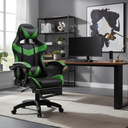 Ver imagem 1 de Cadeira Escritório Gamer Nitro Verde Ergonômica Couro Sintético Reclinável Altura Ajustável Luvinco