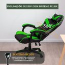 Ver imagem 4 de Cadeira Escritório Gamer Nitro Verde Ergonômica Couro Sintético Reclinável Altura Ajustável Luvinco