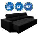 Ver imagem 3 de Sofá Top Lubeck 2 metros 3 Lugares Reclinável e Retrátil Suede Preto - Sofá na Web