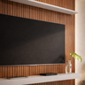 Painel Tv 60 Polegadas Atlas Ripado de Madeira Sala de Estar 150cm Home Cinema com Prateleira:natura - 2