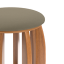 Ver imagem 2 de Banqueta Puff Decorativo Sala Pé Madeira Linho Almofada:areia