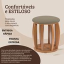 Ver imagem 5 de Banqueta Puff Decorativo Sala Pé Madeira Linho Almofada:areia