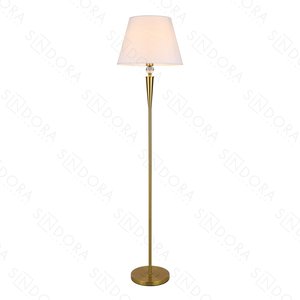 Luminária de Piso Ø43x152cm Bronze com Cristal e Cúpula Branca E27