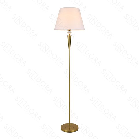 Luminária de Piso Ø43x152cm Bronze com Cristal e Cúpula Branca E27