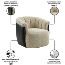 Ver imagem 3 de Poltrona Decorativa Giratória Luxuosa Confortável Montada Bouclé Bege Courino Preto P/ Sala Hall