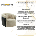 Ver imagem 7 de Poltrona Decorativa Giratória Luxuosa Confortável Montada Bouclé Bege Courino Preto P/ Sala Hall