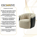 Ver mais imagens de Poltrona Decorativa Giratória Luxuosa Confortável Montada Bouclé Bege Courino Preto P/ Sala Hall