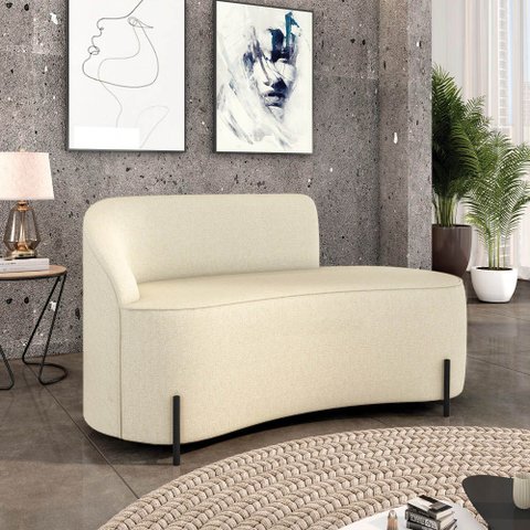 Sofá 2 Lugares Orgânico 140cm Pé Ferro Preto Morgan Linho D03 - D’Rossi