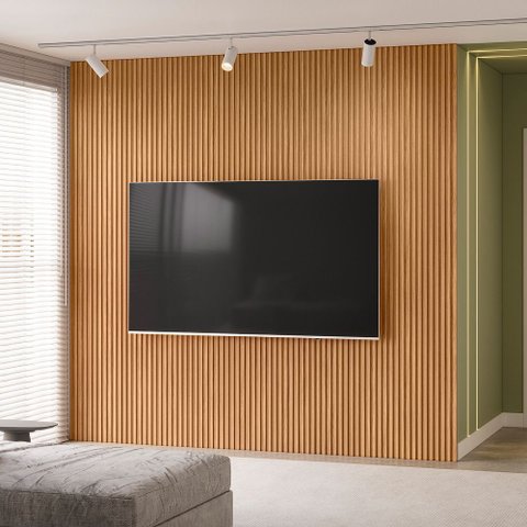 Painel para Tv Ripado 2.6 Modular Canela Linea Brasil - Nature Fosco