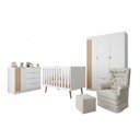 Ver imagem 2 de Quarto de Bebê Completo 5 Peças em MDF com Berço Americano, Guarda Roupa, Cômoda e Poltrona com Puff Ayla Branco