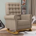 Ver imagem 2 de Kit 02 Poltronas de Amamentação e Descanso Base Madeira Balanço Brenda G05 Linho Areia -