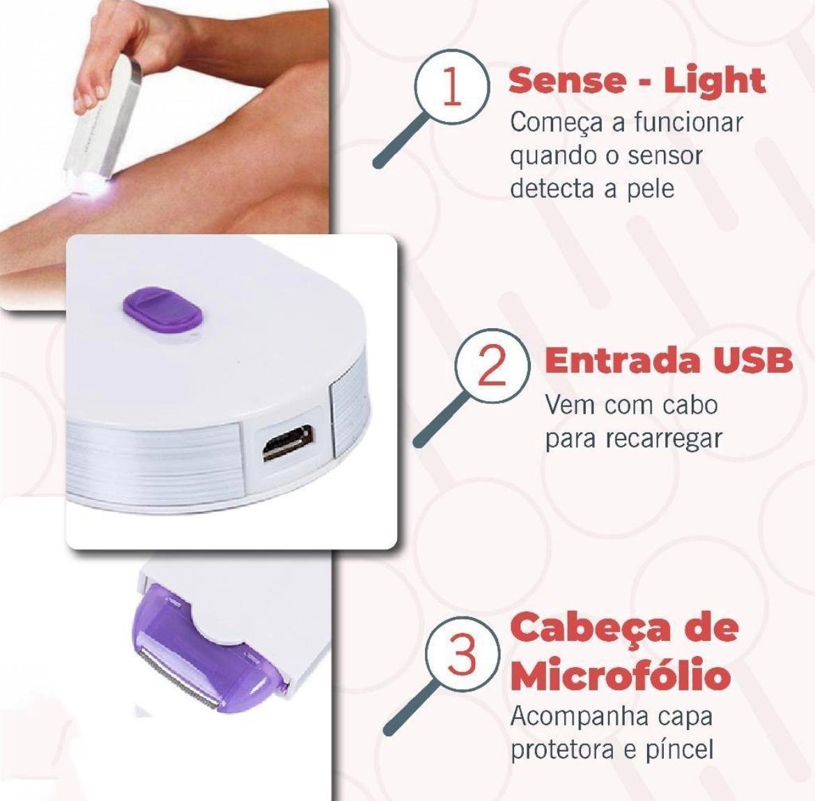 Depilador a Laser Recarregável Corporal Indolor Luz Ativa - 9