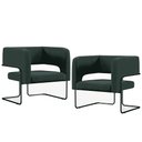 Ver imagem 1 de Kit 02 Poltronas Decorativas Scarlett D02 Base de Aço Preto Linho Verde C-117 - Lyam Decor